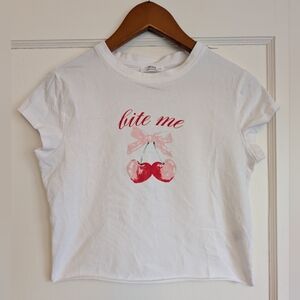 Ardene White Tee with Cherry Graphic